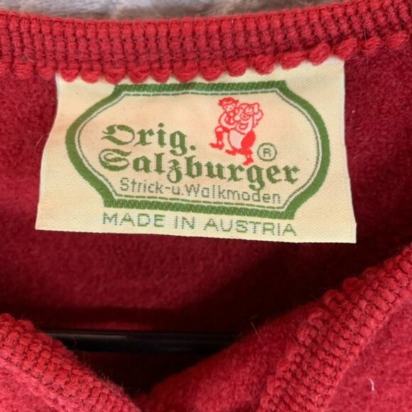 Drig Salzburger Womens Small Jacket Red Wool Button Up Austrian Vintage - Picture 5 of 15